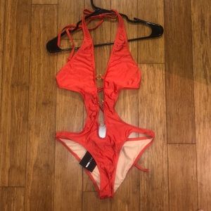 Red Fashion Nova Sexy One Piece Swim Bikini S